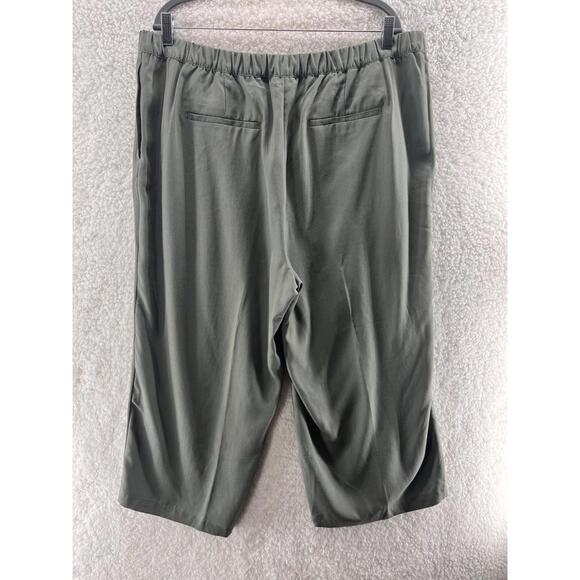 J. Jill Wide Leg Crop Pants Tencel 2X Peatmoss Green Relaxed Lagenlook Casual - Picture 8 of 9